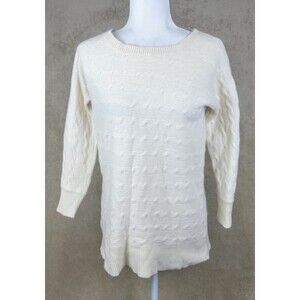 Ralph Lauren Sport Womens Sweater Cable Knit Ivory Wool Blend Size Medium